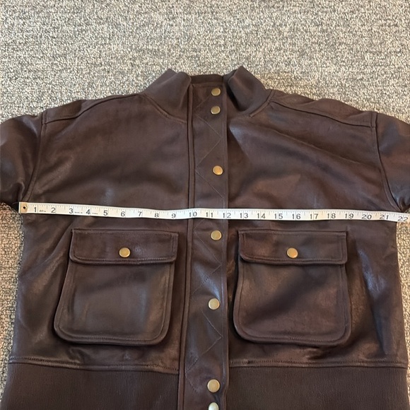 Evereve Dark Brown Bomber Jacket NWOT - Picture 13 of 16